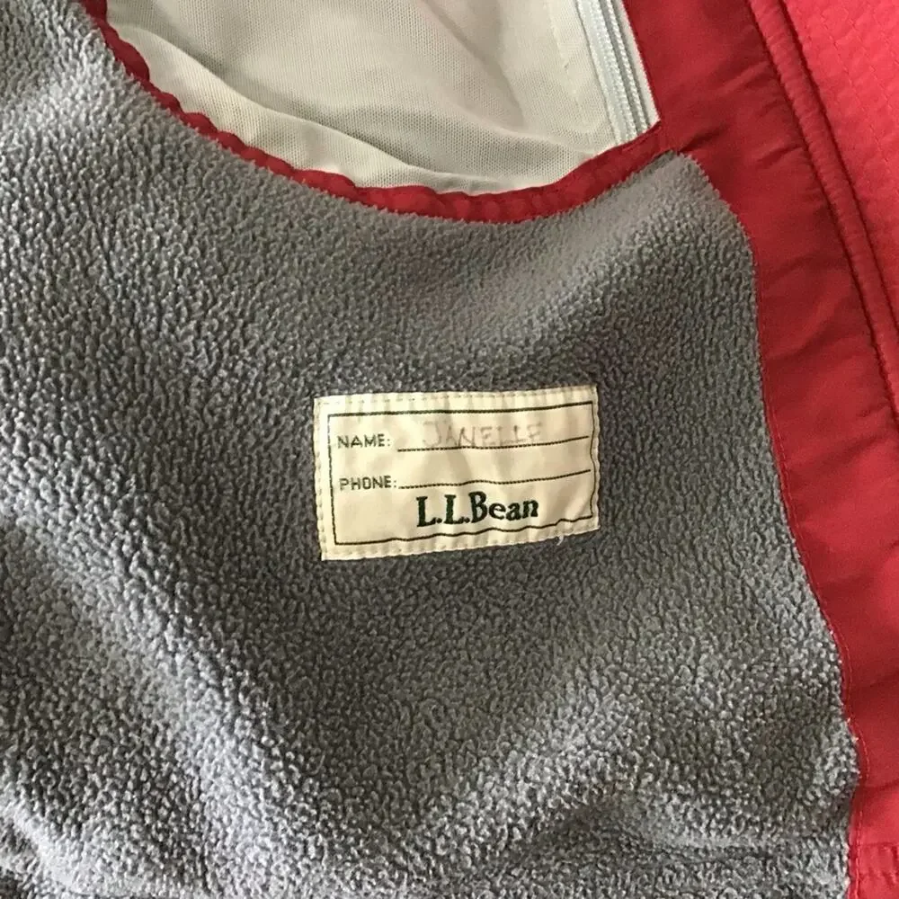 L.L.Bean Red & Gray Hooded winter coat jacket 10-12